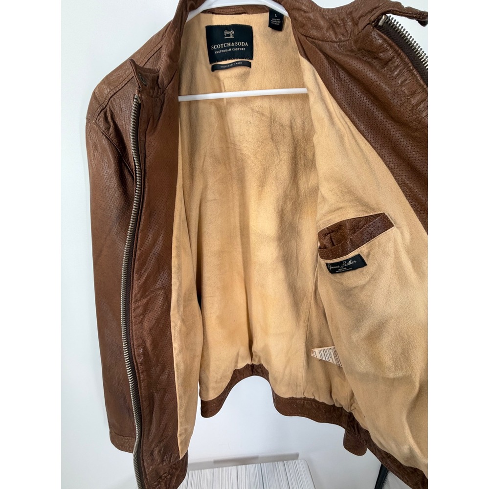 Scotch and Soda Goat Leather Jacket, Amsterdam Couture Exclusive Men's Size L - Picture 6 of 16